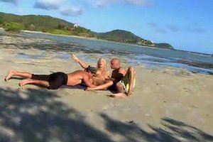 Erotic Threesome With Hot Girl On Beach